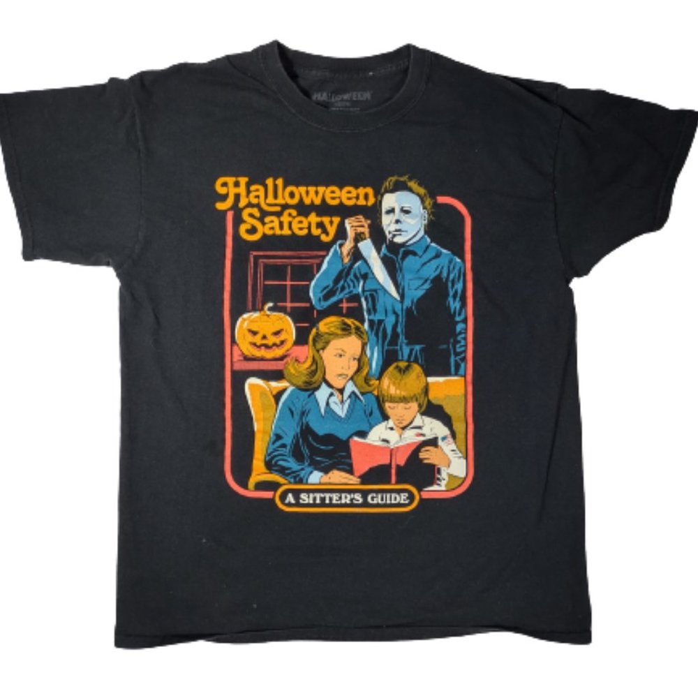 Halloween Safety Michael Myers A Sitter's Guide Black T-shirt Unisex Large